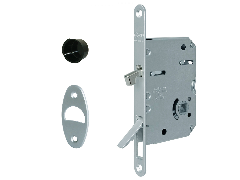 Serratura Infilare Gancio Tre Class Q8 Frontale 16x160 con Levetta Trascinamento Scomparsa Entrata 50 ACO-Cromato Opaco | AGB - immagine 1